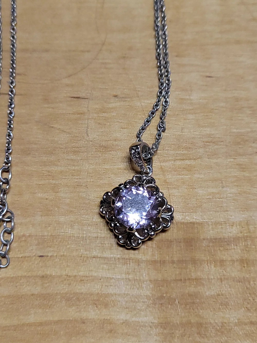 Gold Coast Platinum Plated Purple  Pendant Necklace
